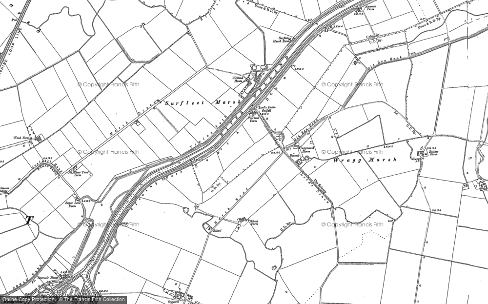 Old Map of Historic Map covering Weston Marsh in 1886