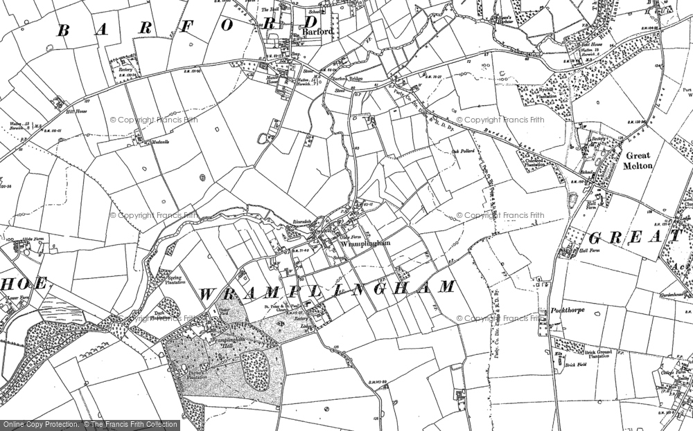 Old Map of Wramplingham, 1882 in 1882