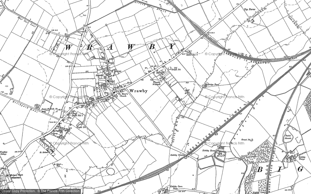 Old Map of Historic Map covering Wrawby Carrs in 1885
