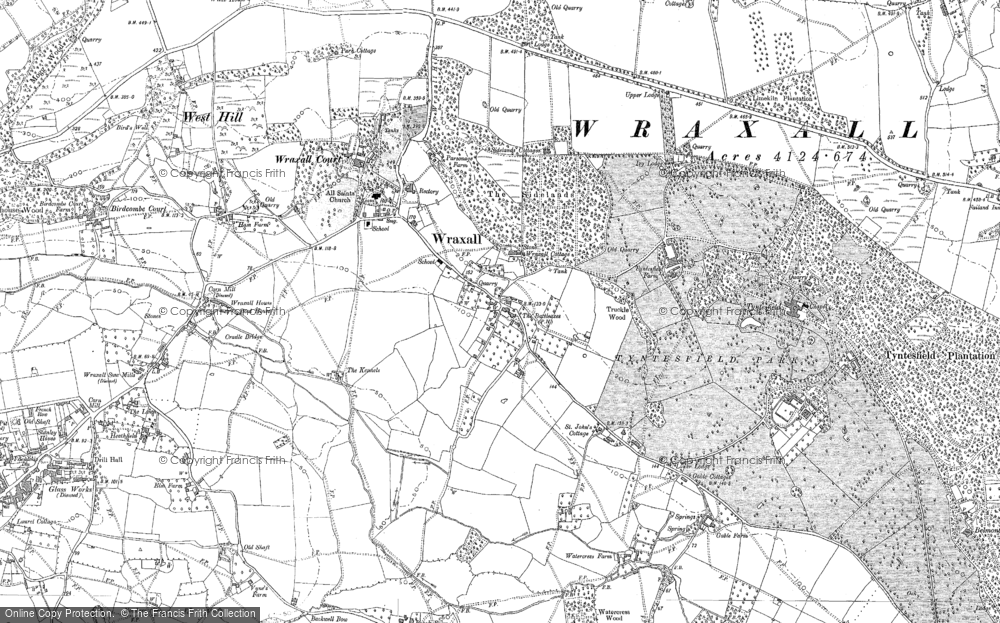 Old Map of Historic Map covering Wraxall Ho in 1883