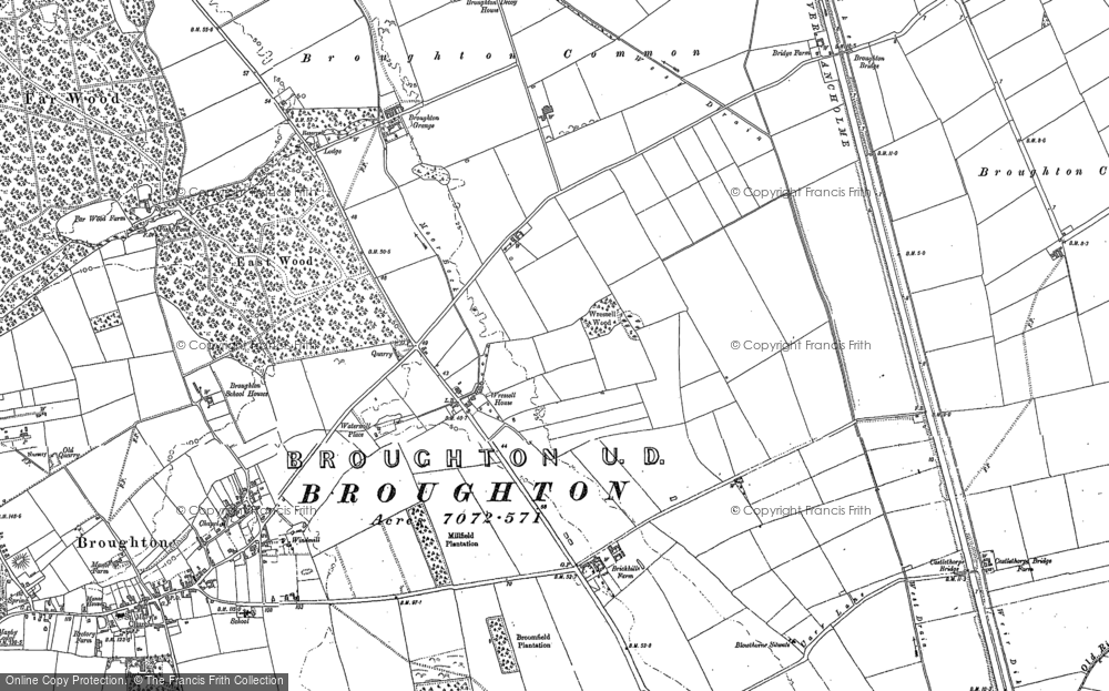 Old Map of Historic Map covering Wressle Ho in 1885