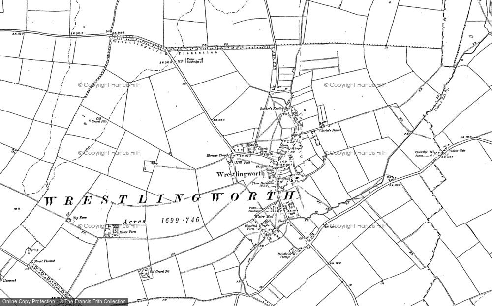 Old Map of Wrestlingworth, 1882 - 1900 in 1882