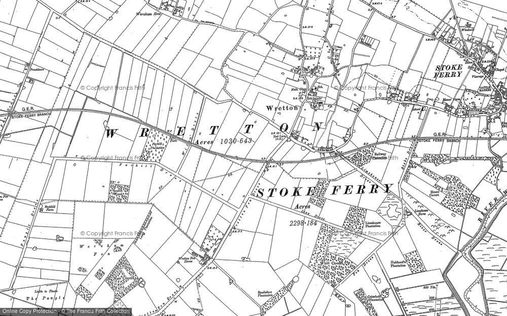 Old Map of Wretton, 1884 in 1884