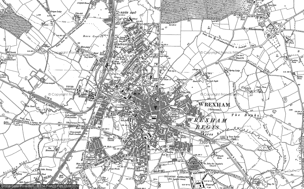 Old Map of Wrexham, 1898 - 1909 in 1898