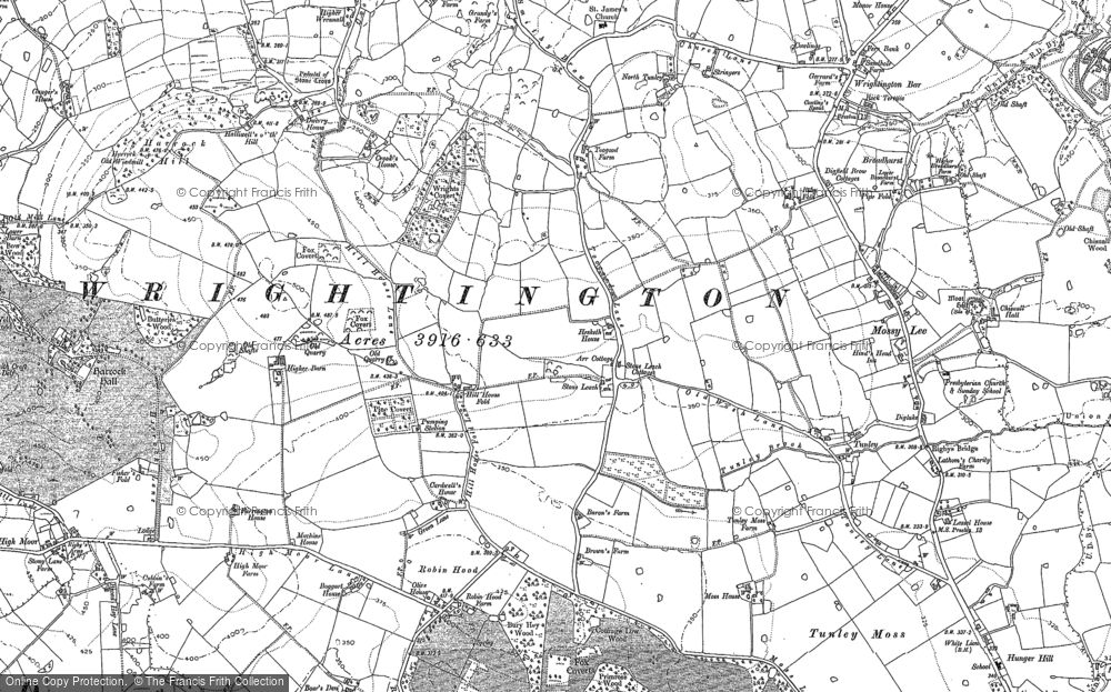 Old Map of Historic Map covering Wrightington Bar in 1892
