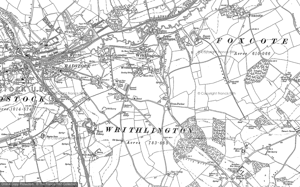 Old Map of Historic Map covering Green Parlour in 1884
