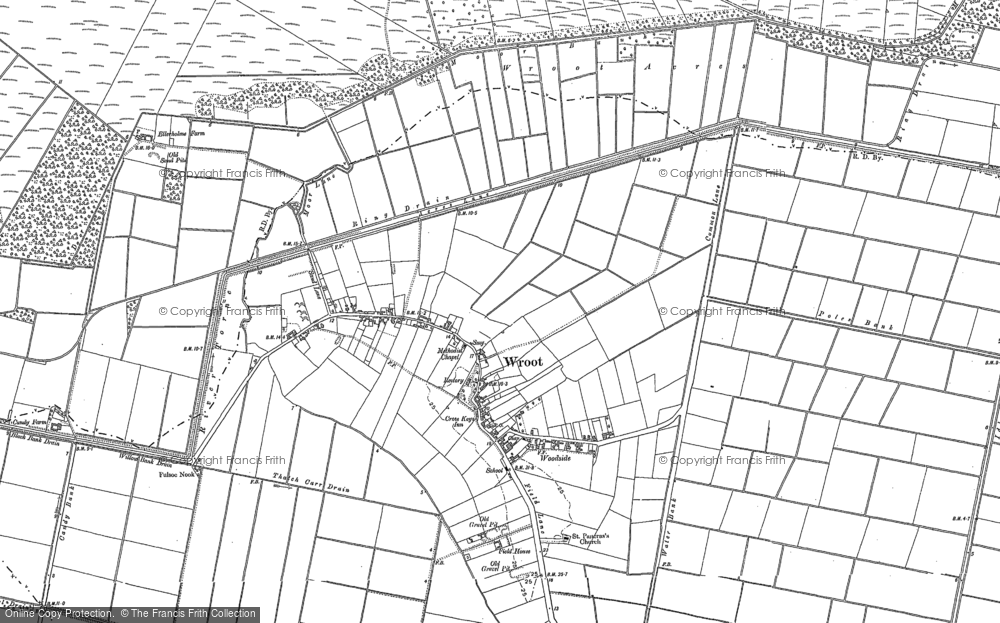 Old Map of Historic Map covering Wroot Grange in 1885