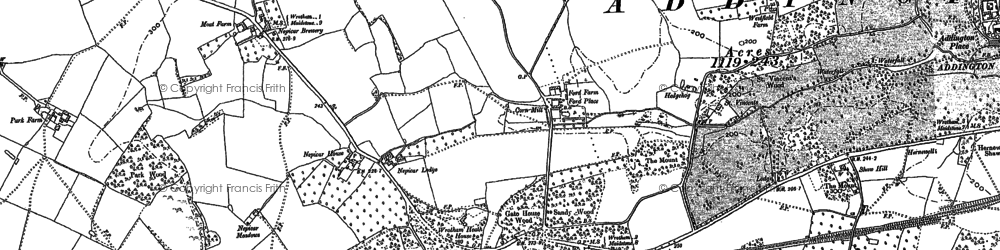 Old map of Wrotham Water in 1895