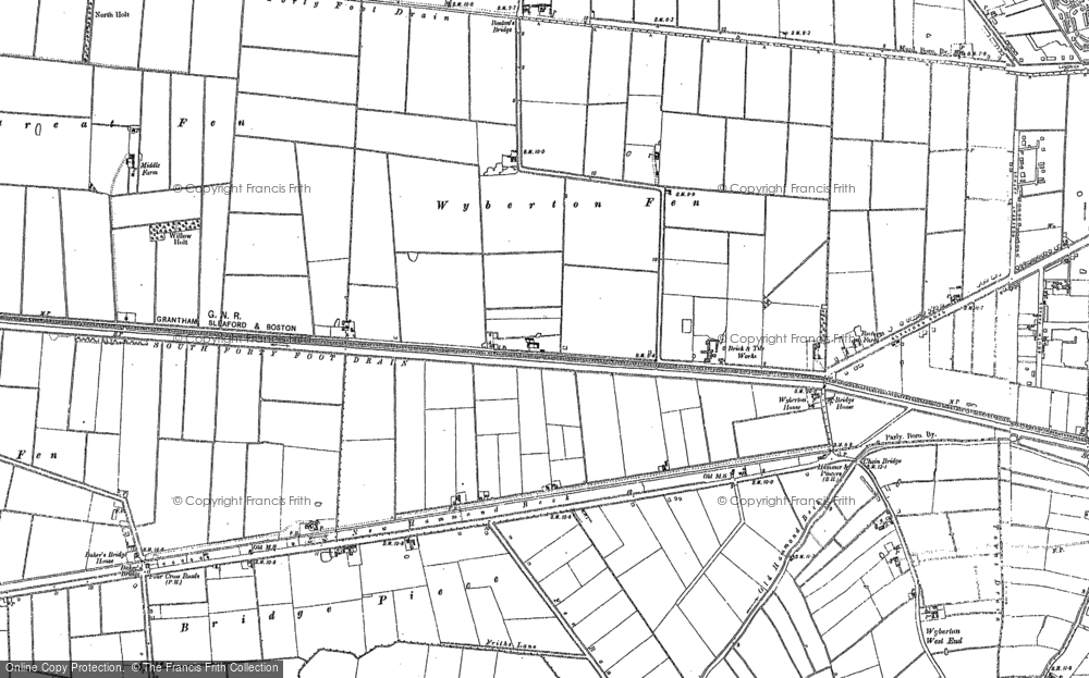 Old Map of Wyberton Fen, 1887 in 1887