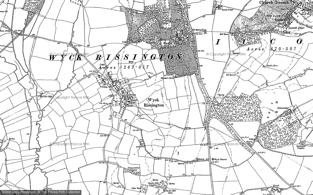 Old Map of Wyck Rissington, 1900 in 1900