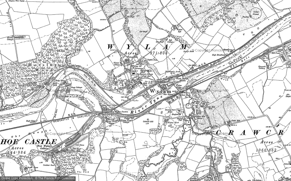 Old Map of Wylam, 1914 in 1914