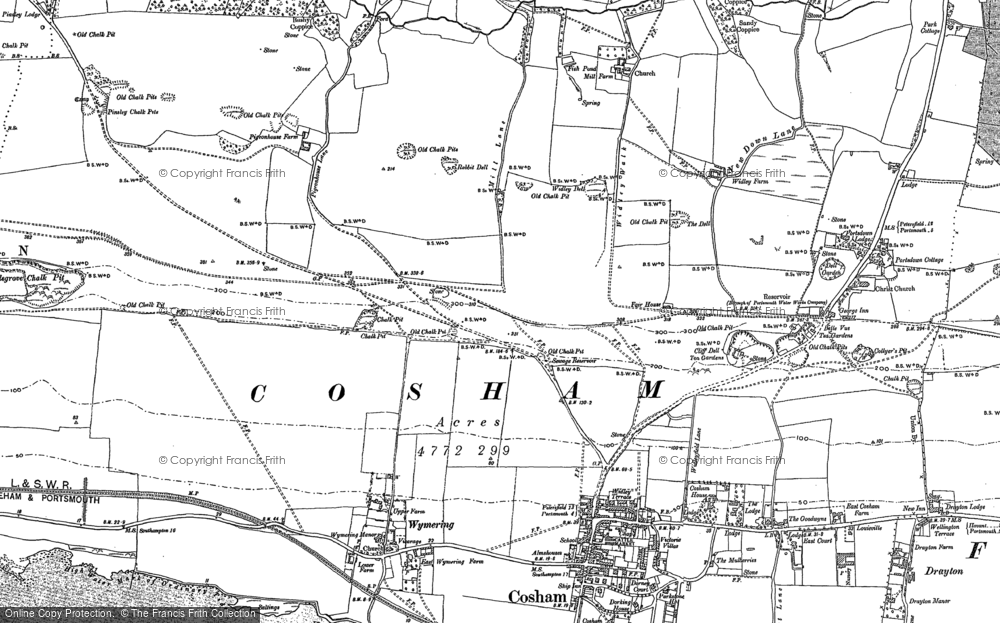 Old Map of Wymering, 1895 - 1907 in 1895
