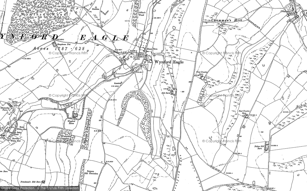 Old Map of Historic Map covering Wynford Wood in 1886