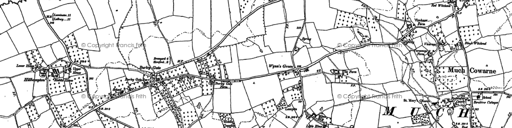 Old map of Moreton Jeffries in 1885