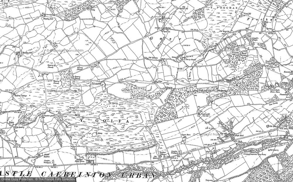 Old Map of Y Golfa, 1884 in 1884