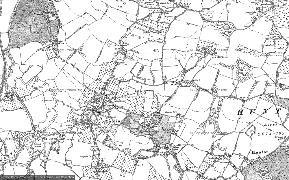 Old Map of Historic Map covering Nettlestead Green in 1895