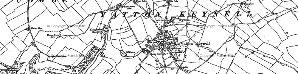 Old map of Yatton Keynell in 1919