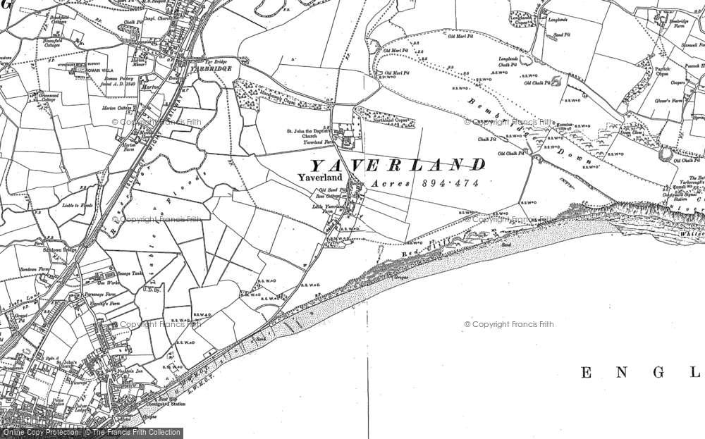 Old Map of Yaverland, 1907 in 1907