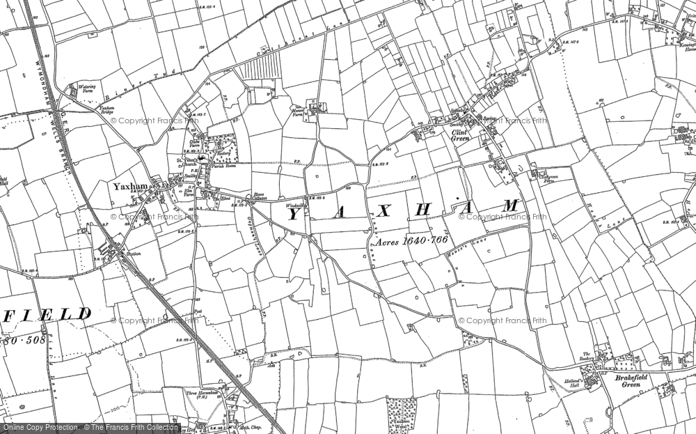 Old Map of Historic Map covering Brakefield Green in 1882