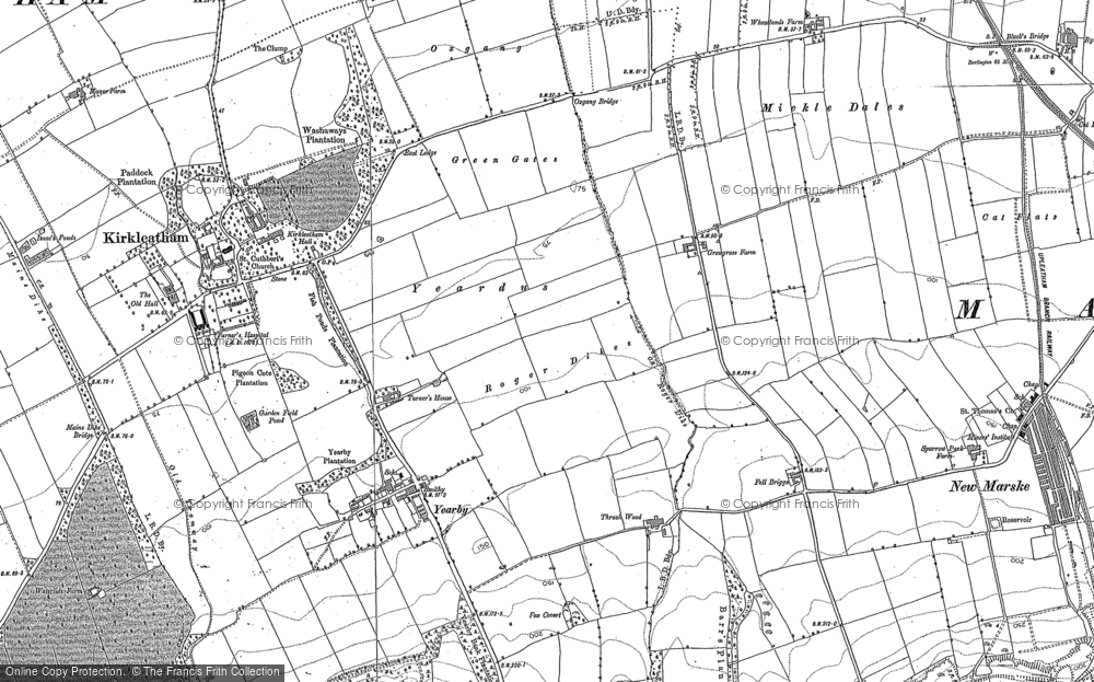 Old Map of Historic Map covering Yearby Wood in 1913