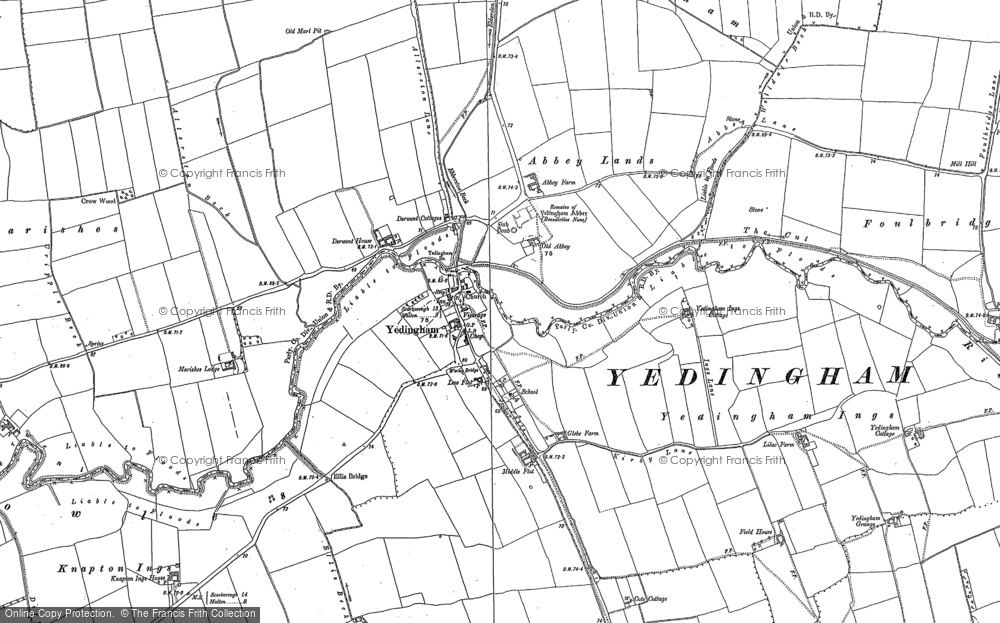 Old Map of Historic Map covering Yedingham Ings in 1889