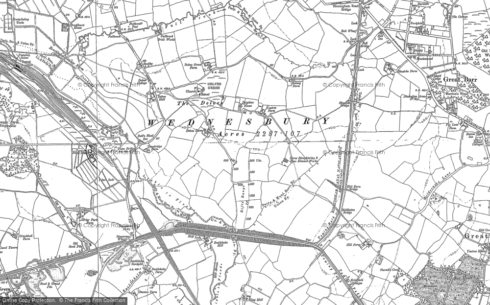 Old Map of Yew Tree, 1885 - 1902 in 1885