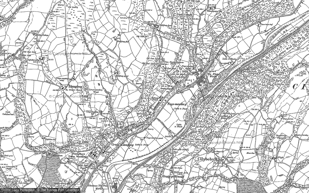 Old Map of Historic Map covering Craig Llangiwg in 1897