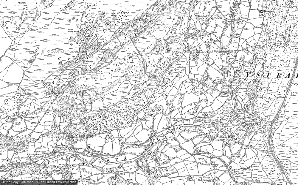 Old Map of Historic Map covering Pen-y-cae in 1884