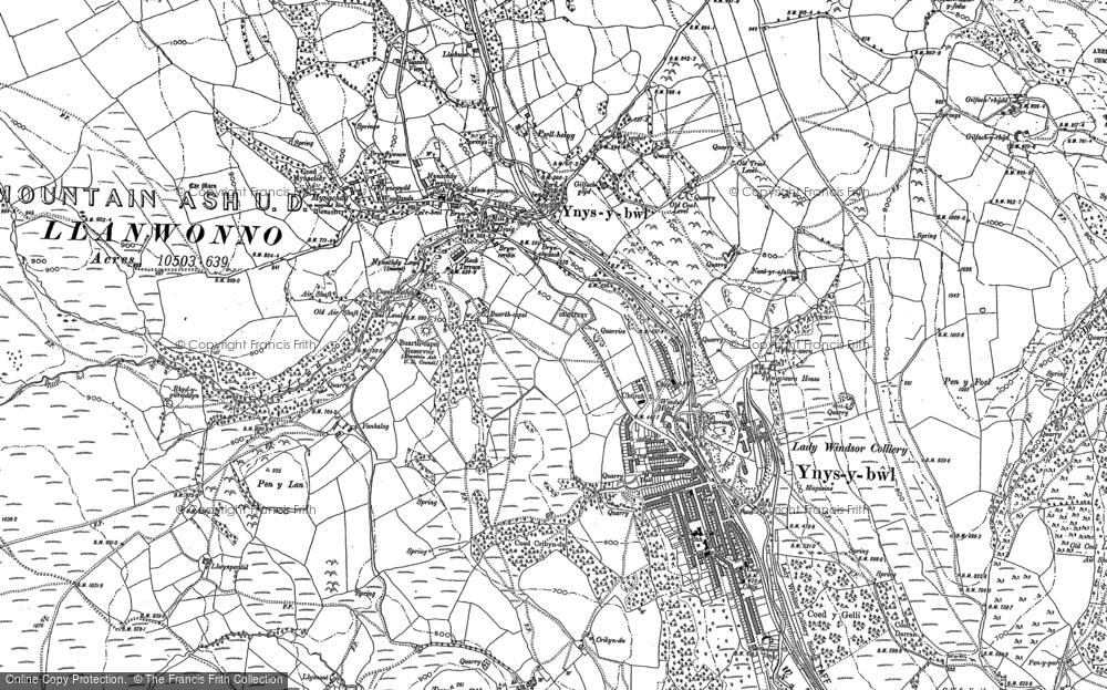 Old Map of Historic Map covering Y Ffrwd in 1898