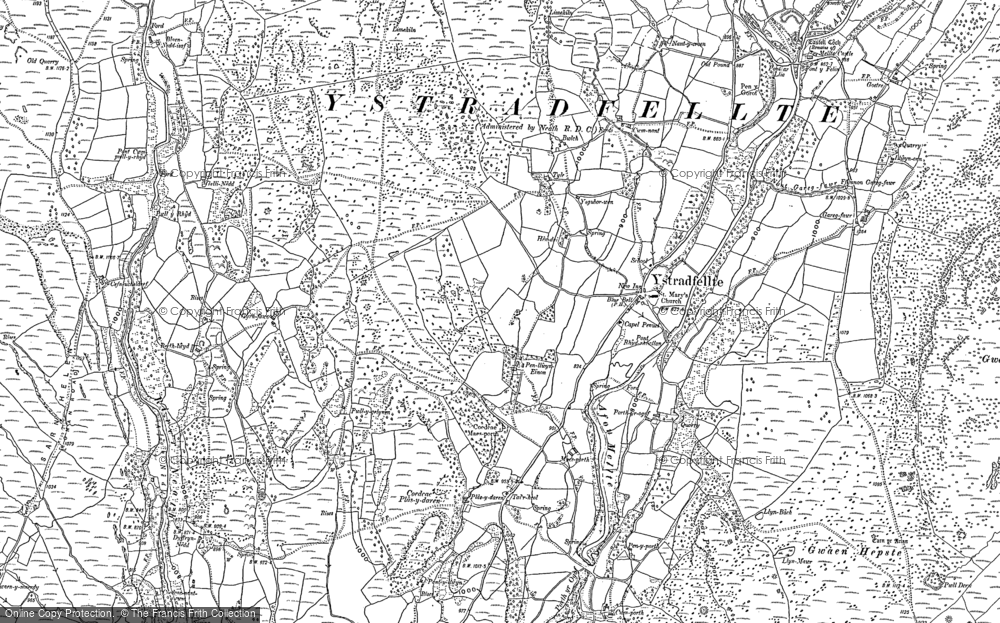 Old Map of Ystradfellte, 1884 - 1903 in 1884