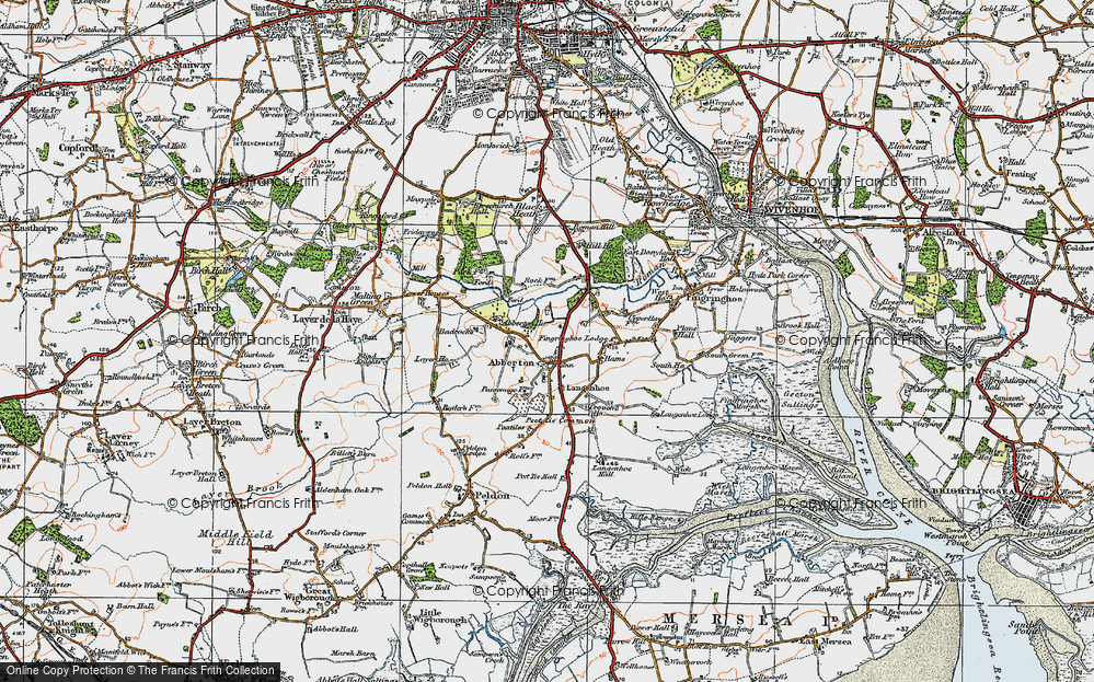 Old Map of Historic Map covering Abberton Manor in 1921