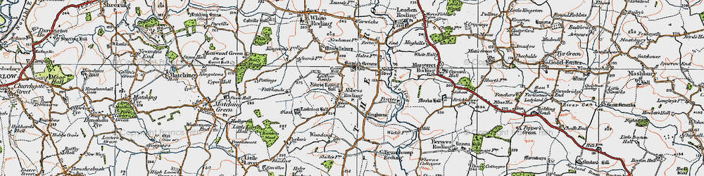 Old map of Abbess Roding in 1919