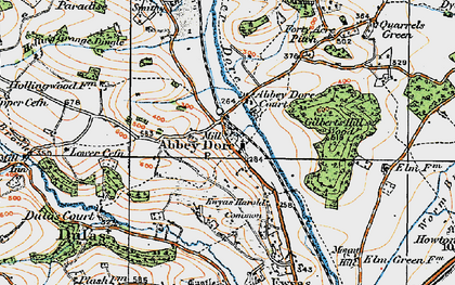 Old map of Abbey Dore in 1919