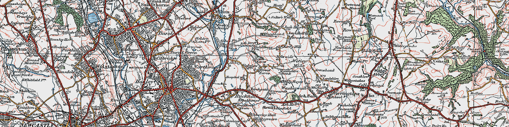 Old map of Abbey Hulton in 1921