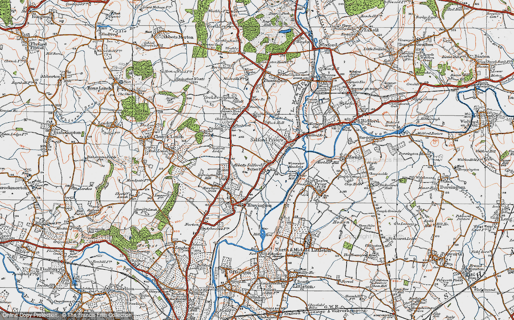 Old Map of Abbot's Salford, 1919 in 1919