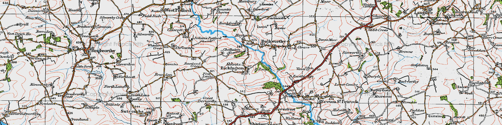 Old map of Abbots Bickington in 1919