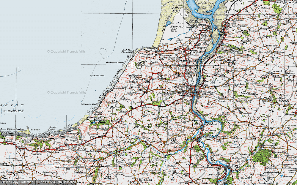 Old Map of Abbotsham, 1919 in 1919