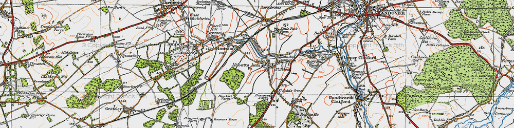 Old map of Abbotts Ann in 1919