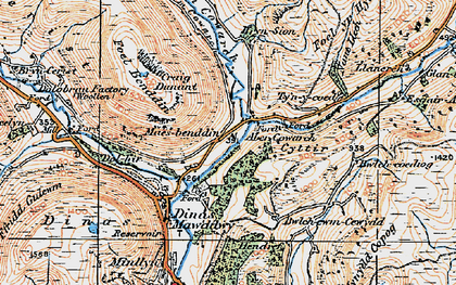 Old map of Afon Cywarch in 1921