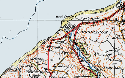 Old map of Aberaeron in 1923