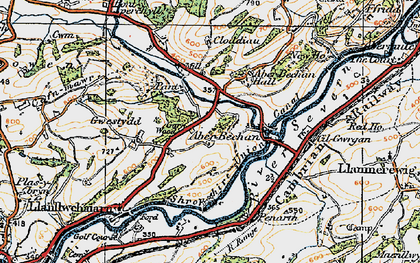 Old map of Aberbechan in 1920