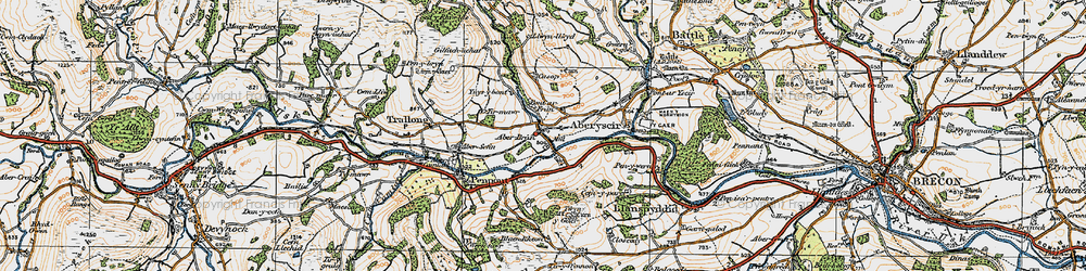 Old map of Aberbran in 1923