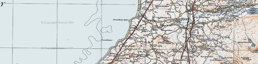 Old map of Aberdesach in 1922