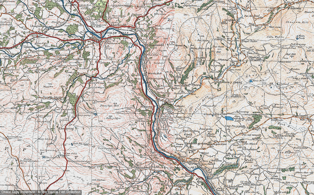 Old Map of Aberedw, 1923 in 1923