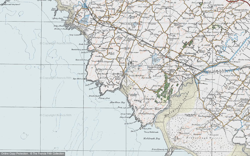 Old Map of Historic Map covering Afon Ffraw in 1922