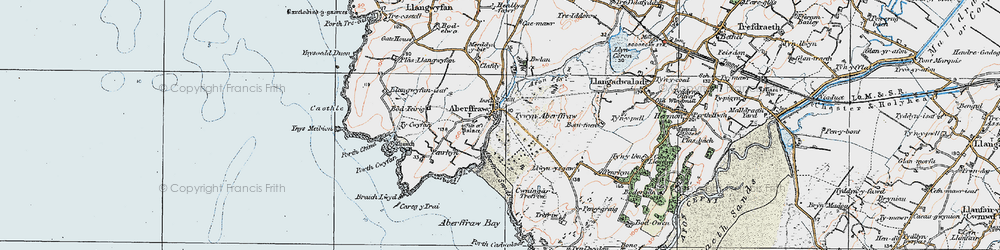 Old map of Aberffraw Bay in 1922