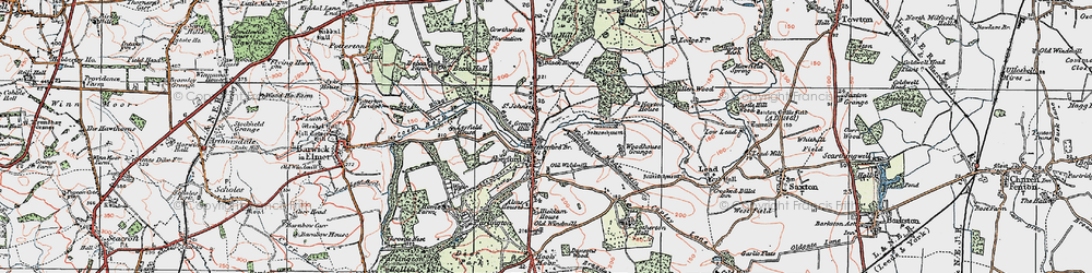 Old map of Aberford in 1925