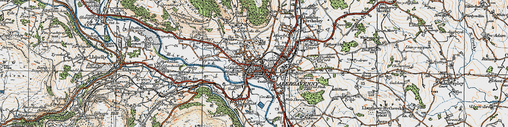 Old map of Abergavenny/Y Fenni in 1919