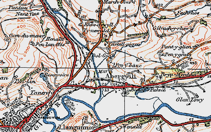 Old map of Abergwili in 1923