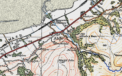 Old map of Afon Rhaeadr-fawr in 1922